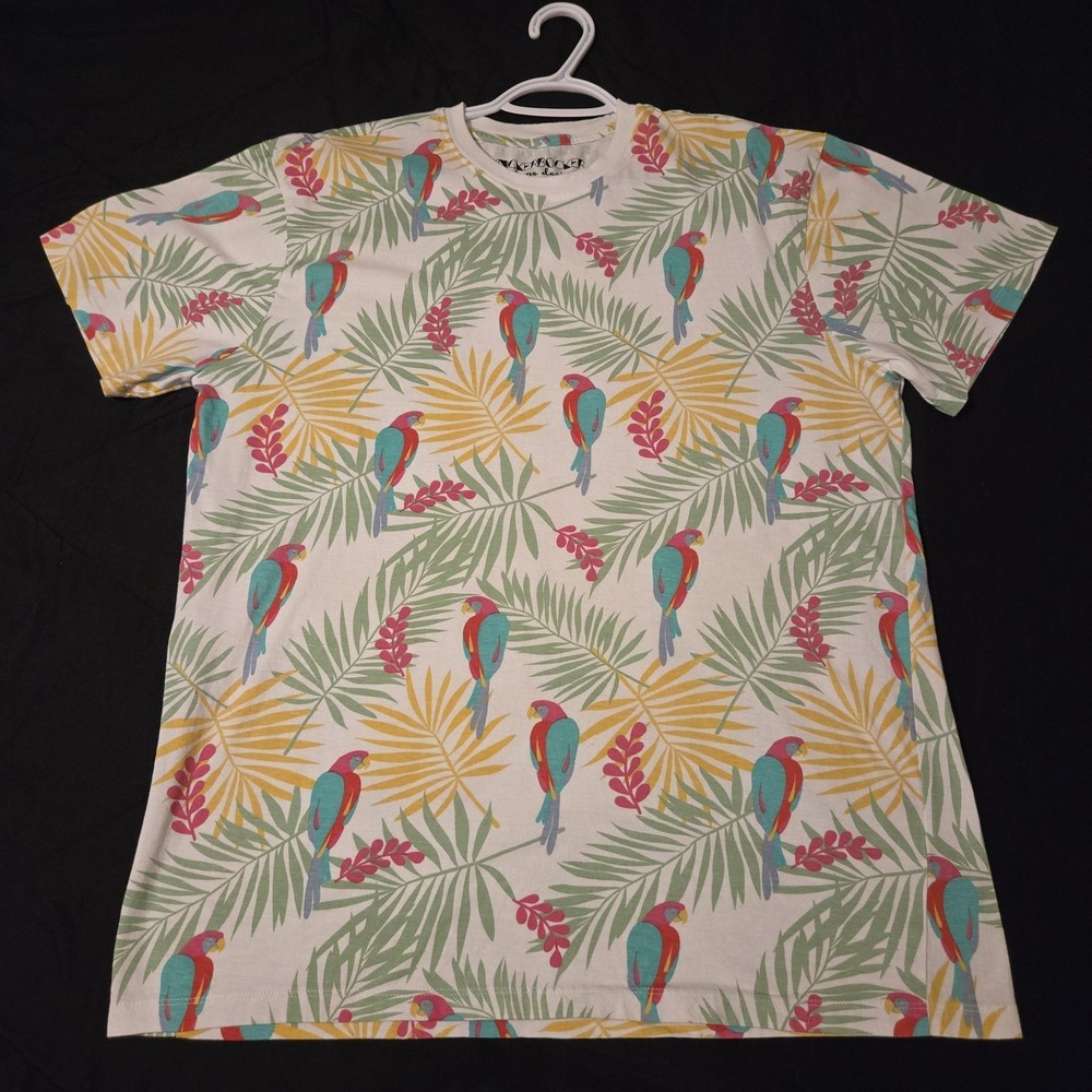 Knickerbocker Shirt‎ Mens XL 100% Cotton Tropical Parrot Print Short Sleeve Tee